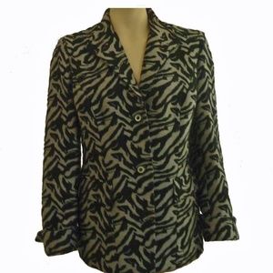 Anne Klein NWT Blazer Jacket Animal Print Black Grey 10
